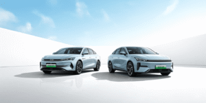 a BYD model and Geely model side by side