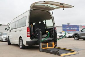 Toyota HiAce Welcab, showing the rear access wheelchair lift